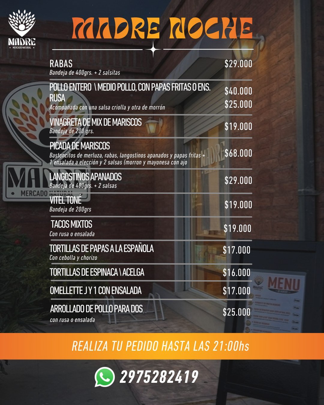 Menú Madre Noche
